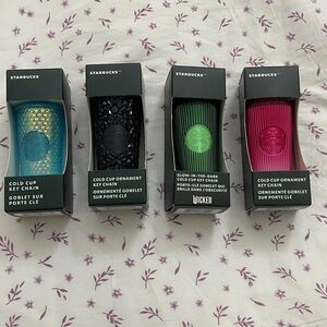 Starbucks Cold Cup Key Chain Collection - Teal, Black, Green, Magenta